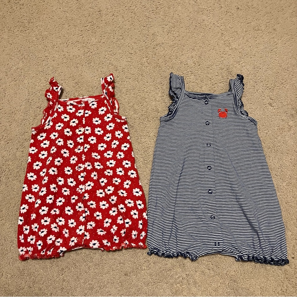 Simple Joys by Carters Girls Sleeveless Snap Closure Summer Romper Set(2) Sz 18m